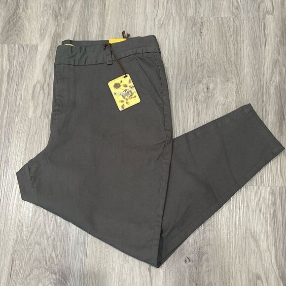 NWT Hybrid & Company Gray Flat Front Stretch Plus Size Trousers - Picture 2 of 7